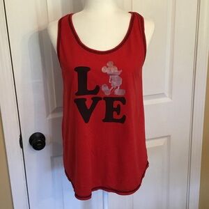 Disney Red Tank Top with LOVE Mickey Graphic Size L